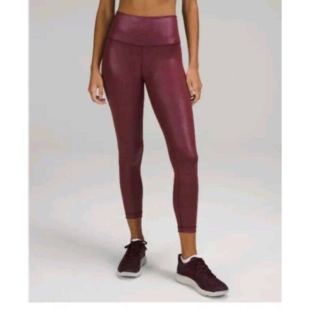NWT Lululemon Wunder Train HR Tight 25" *Foil -Radiate Foil Print Red Merlot 2 - Picture 2 of 12